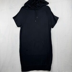 Athleta Dress Black Short Sleeve‎ Hooded Pocket T Shirt Dress Womens